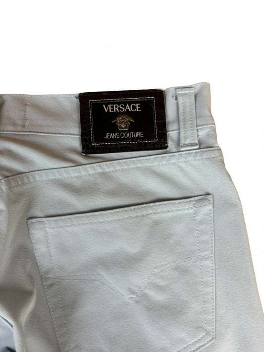 Vintage Versace Stoffhose Leicht Elastisch Medusa Knöpfe Made In Italy Hellblau 34/48