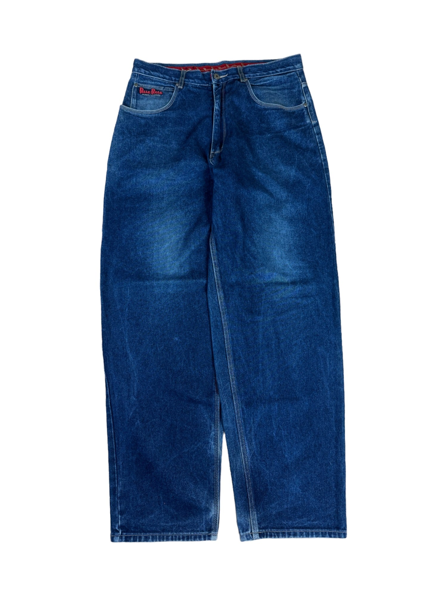 Vintage Pelle Pelle Baggy Jeans Made In Hong Kong Dunkelblau 34 - RareRags