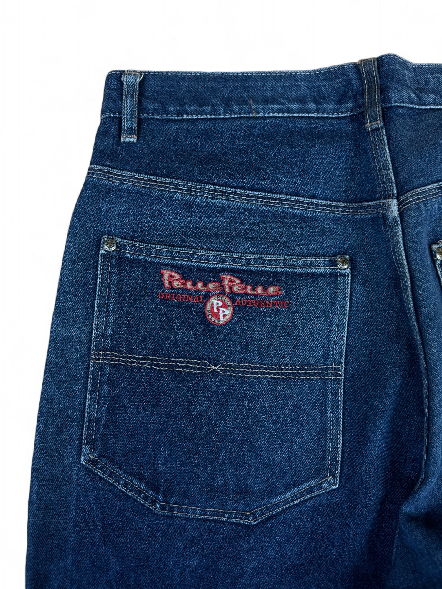 Vintage Pelle Pelle Baggy Jeans Made In Hong Kong Dunkelblau 34 - RareRags