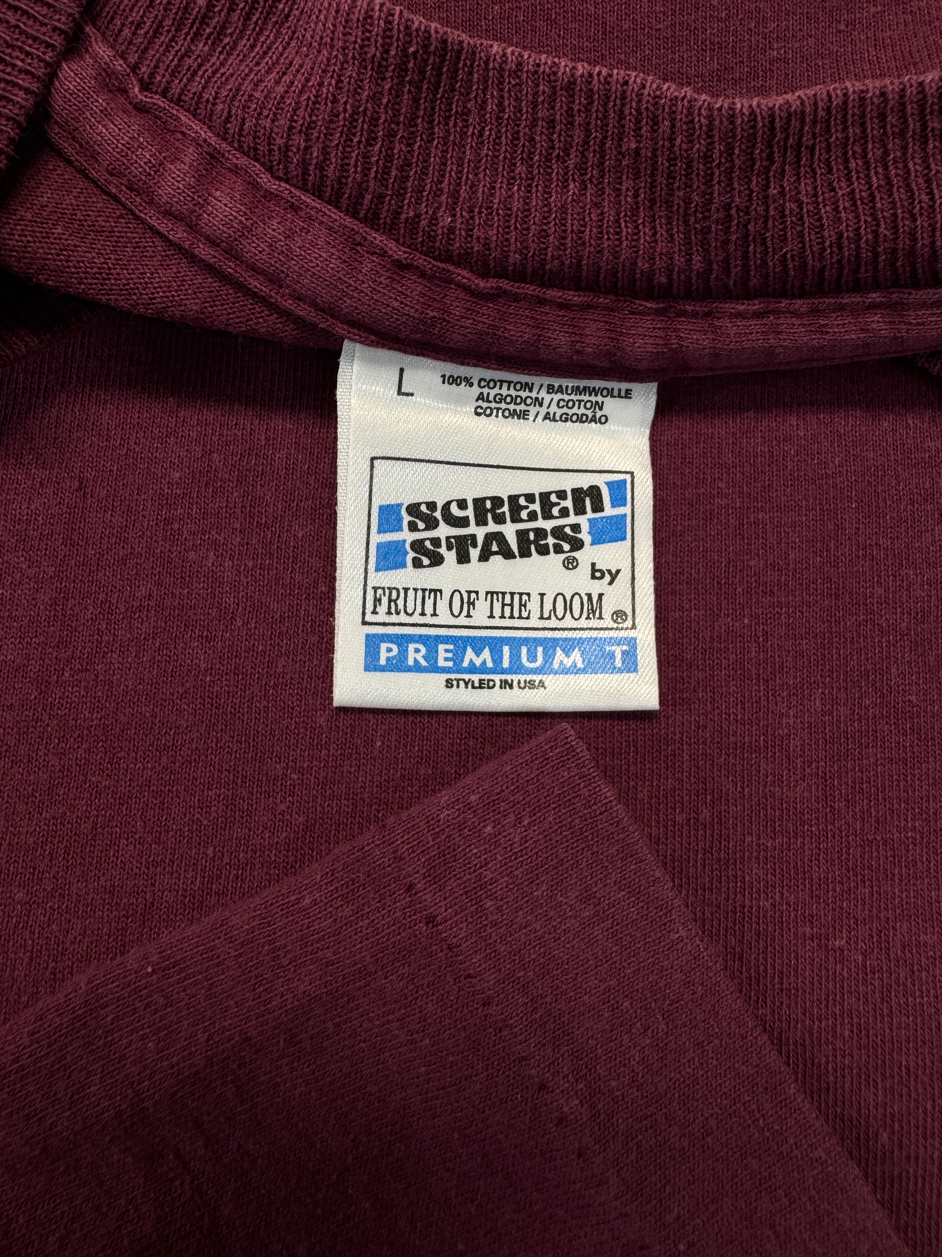 1995 Screen Stars Shirt Wolfsheim '55578' Single Stitch Made In Ireland Dunkelrot L