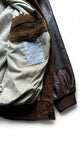 Vintage Kudsak Fliegerjacke 80s "Airborne" Made In France Leder Braun L