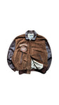 Vintage Kudsak Fliegerjacke 80s "Airborne" Made In France Leder Braun L