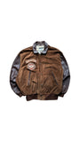 Vintage Kudsak Fliegerjacke 80s "Airborne" Made In France Leder Braun L