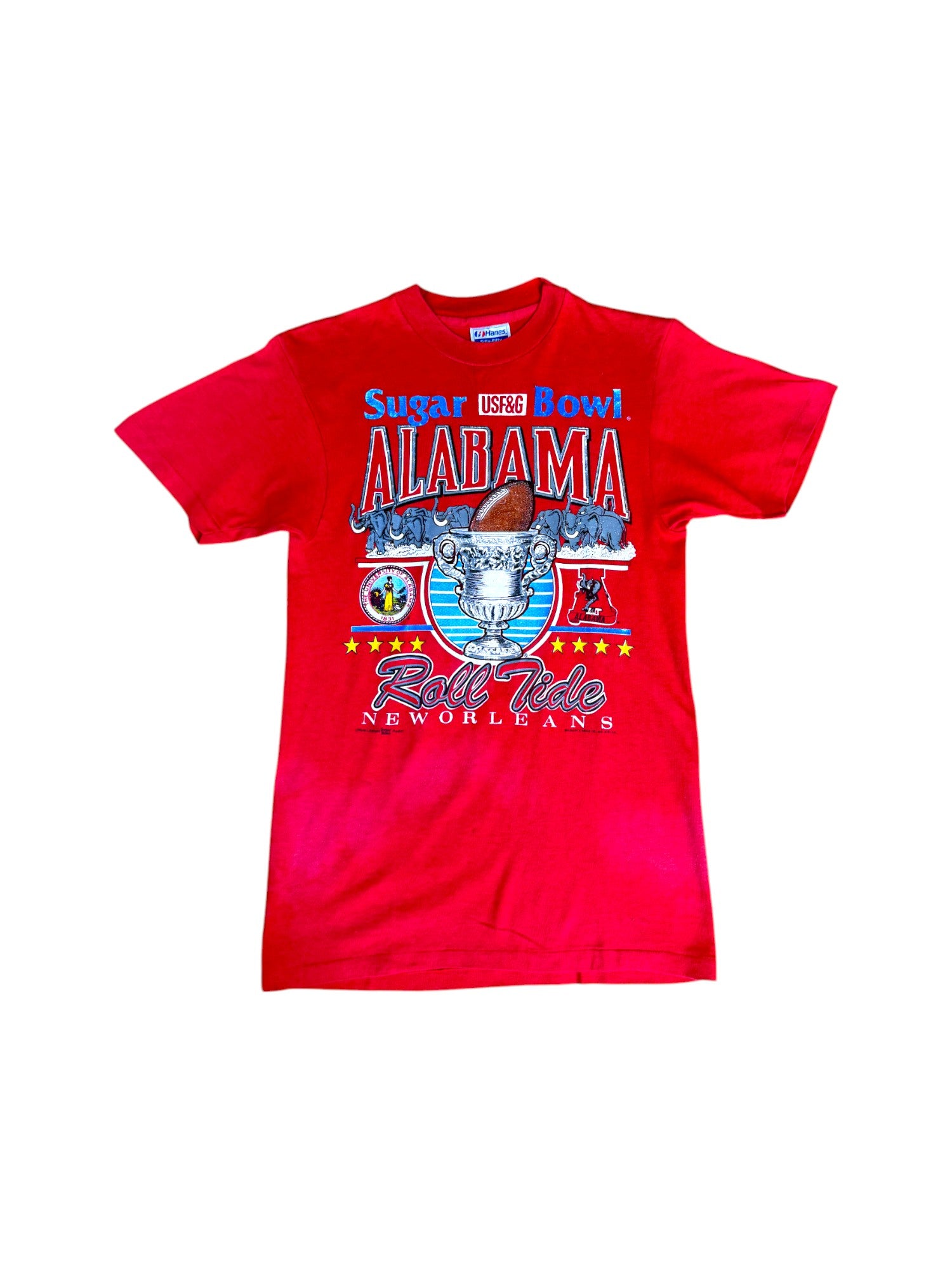 Vintage Hanes Shirt 1993 " Alabama Crimson Tide Sugar Bowl" Made In USA Single Stitch Rot S - RareRags