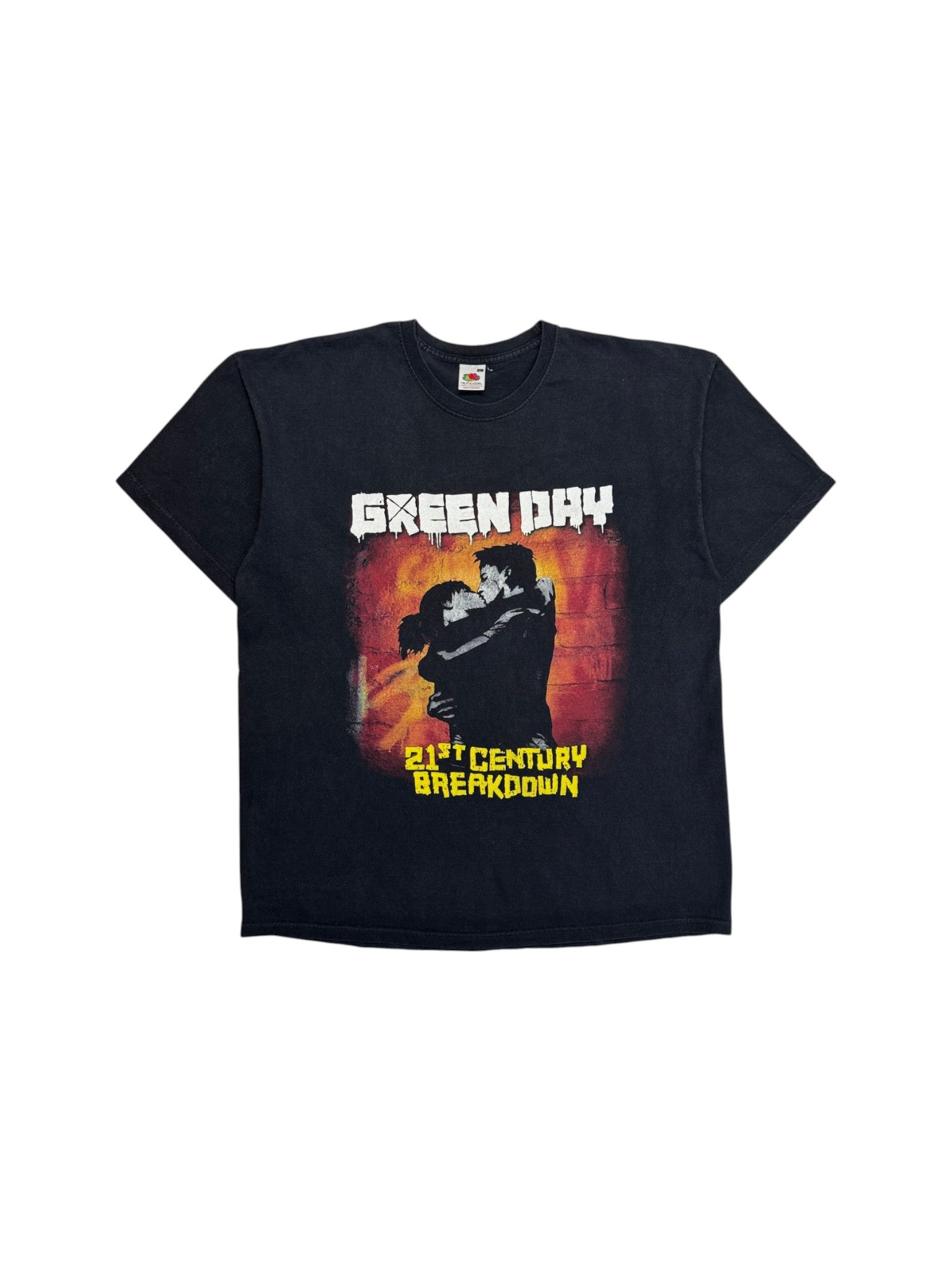 00s Fruit Of The Loom Shirt Green Day 21st Century Breakdown Schwarz L-XL