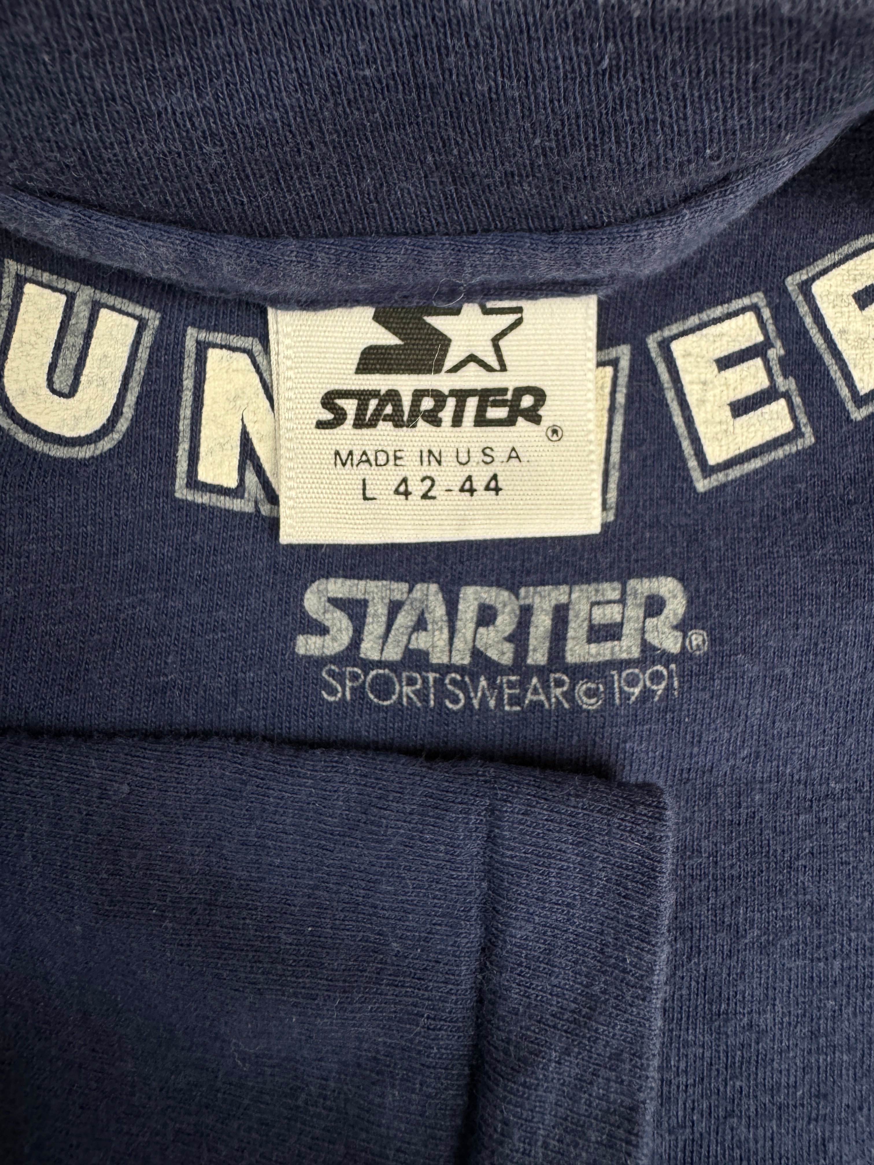 Vintage Starter Shirt 1991 Georgetown University "Hoyas" Basketball Single Stitch Made In USA Dunkelblau L
