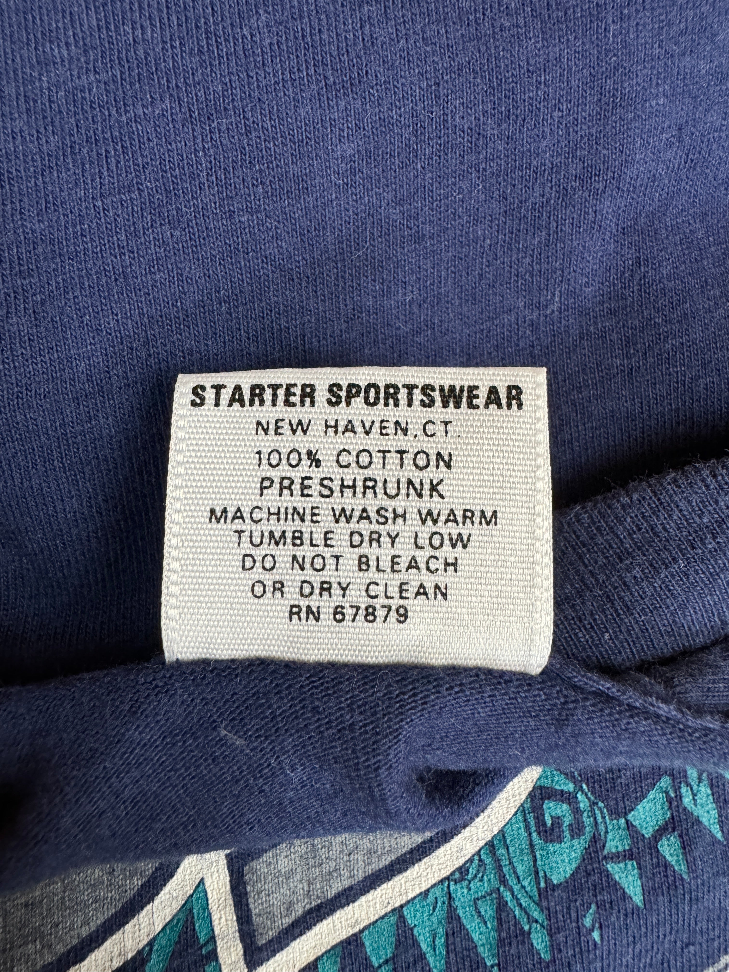 Vintage Starter Shirt 1991 Georgetown University "Hoyas" Basketball Single Stitch Made In USA Dunkelblau L