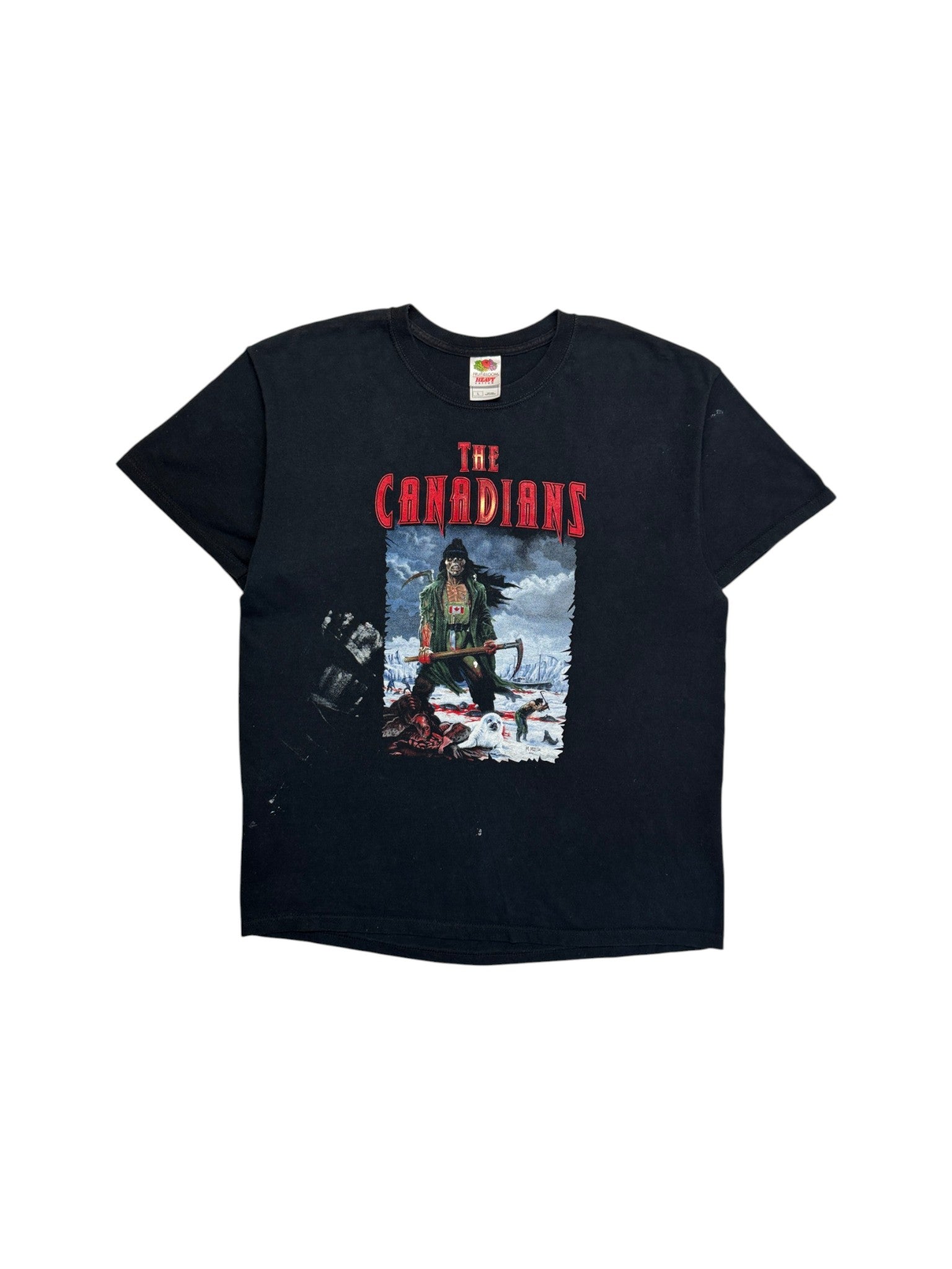 2008 Fruit Of The Loom Shirt The Canadians "Killing Seals" Tour Stained Schwarz L