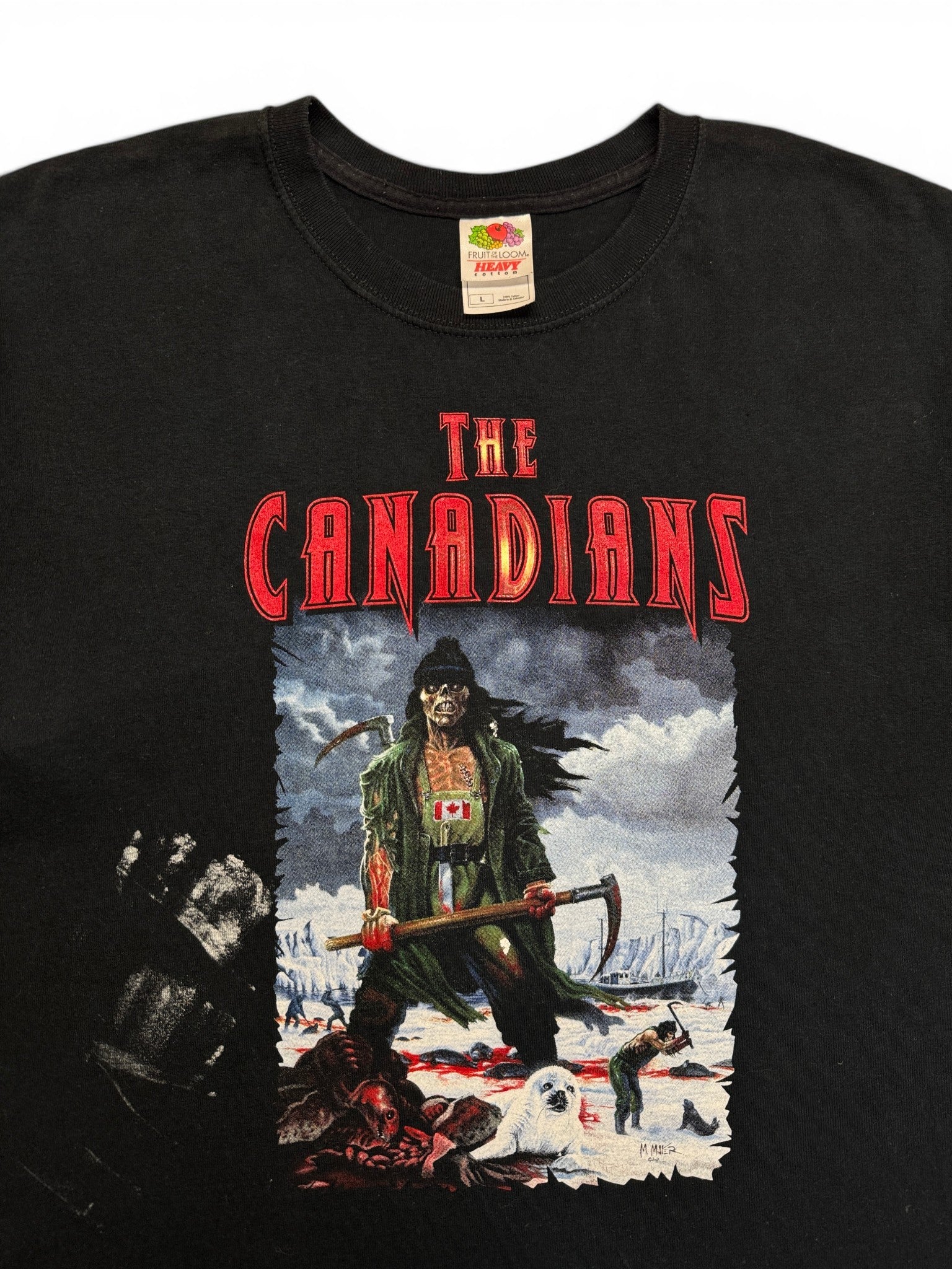 2008 Fruit Of The Loom Shirt The Canadians "Killing Seals" Tour Stained Schwarz L