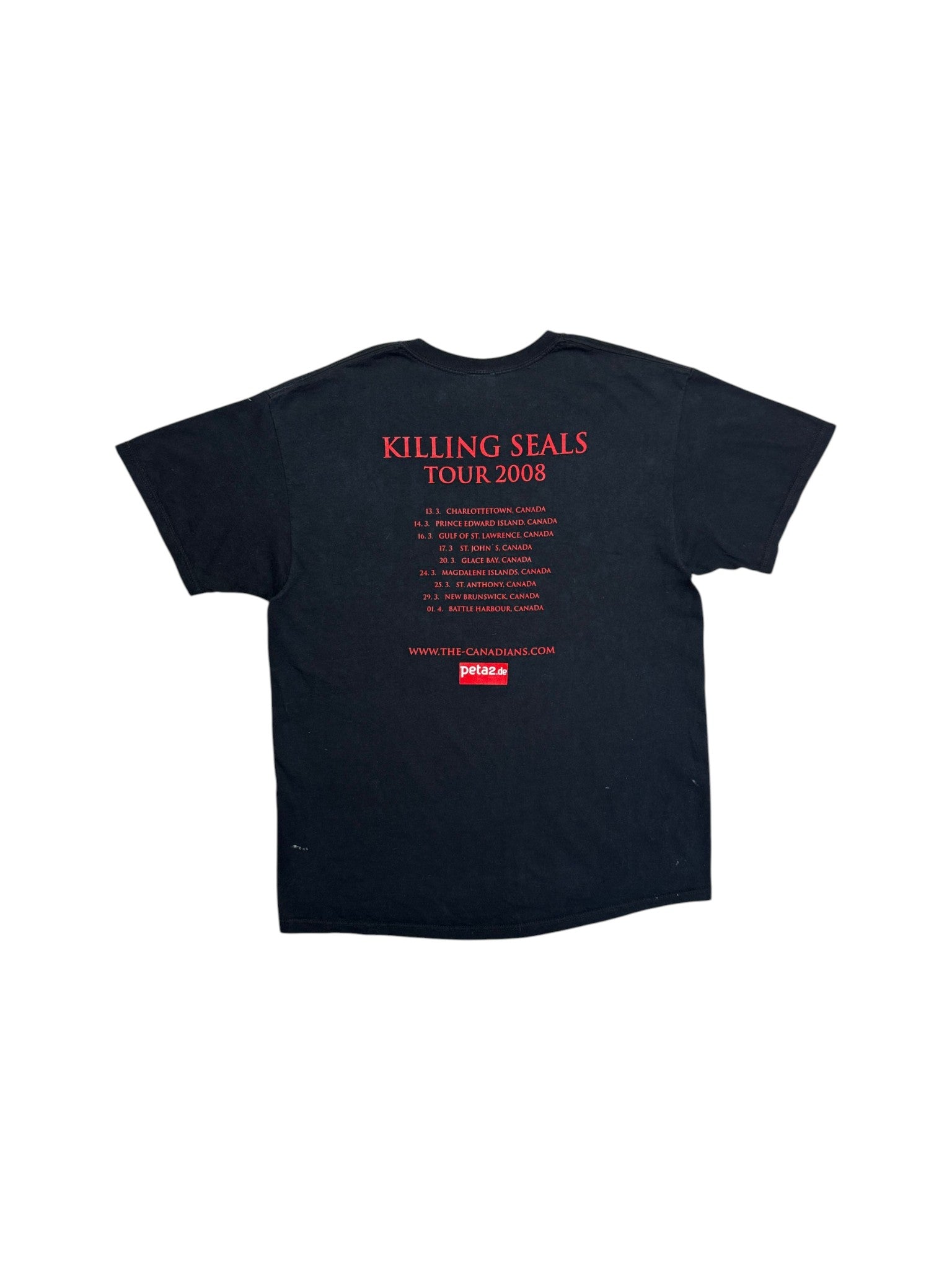 2008 Fruit Of The Loom Shirt The Canadians "Killing Seals" Tour Stained Schwarz L