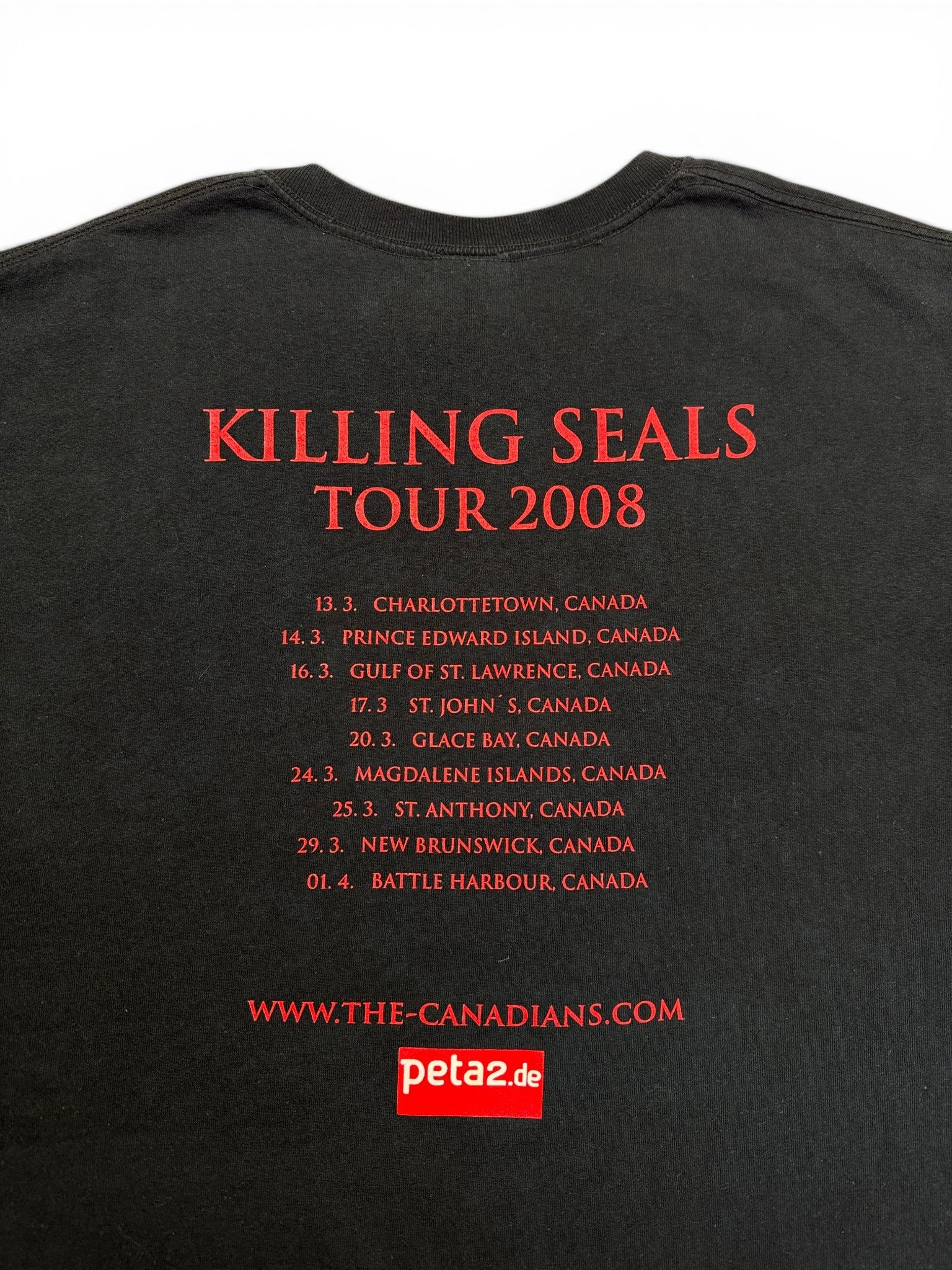 2008 Fruit Of The Loom Shirt The Canadians "Killing Seals" Tour Stained Schwarz L