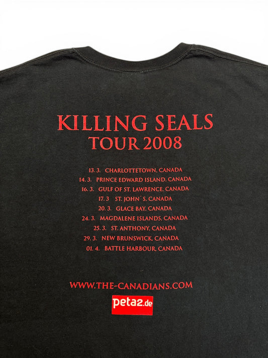 2008 Fruit Of The Loom Shirt The Canadians "Killing Seals" Tour Stained Schwarz L
