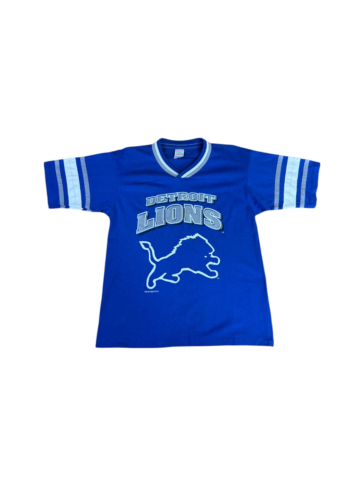 Vintage Scrimmage Shirt 1997 NFLP Detroit Lions Made In USA Single Stitch Blau (12/14 Kids) XS-S - RareRags