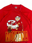 Vintage Fruit Of The Loom X Icebox Shirt 1993 Joe Montana Kansas City Chiefs Single Stitch Made In USA Rot M
