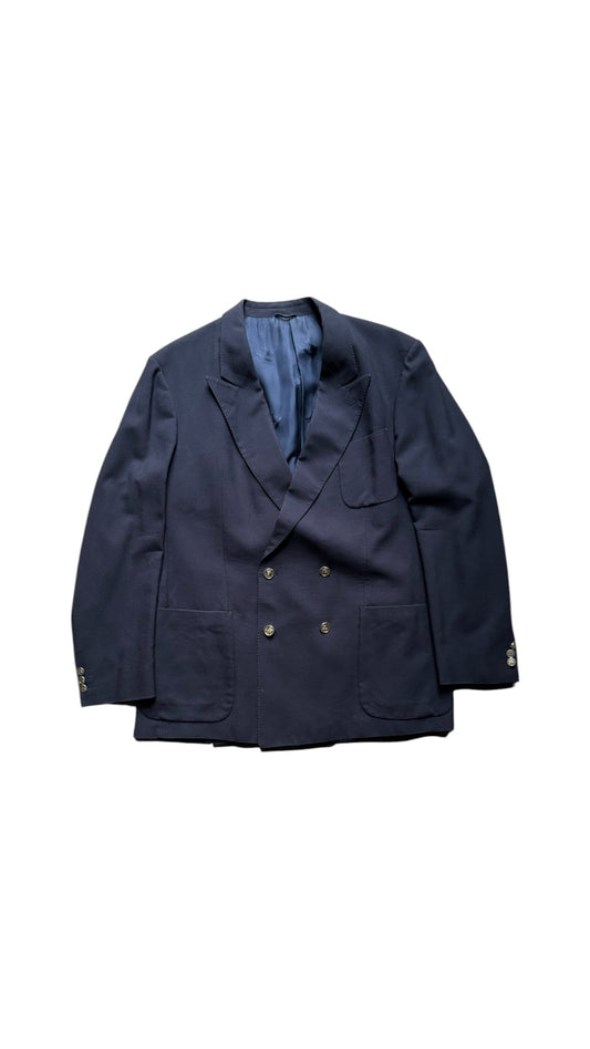 Vintage Burberry Blazer 80s Leineweber Reine Schurwolle Mod. "Montreal" Dunkelblau (54) L-XL