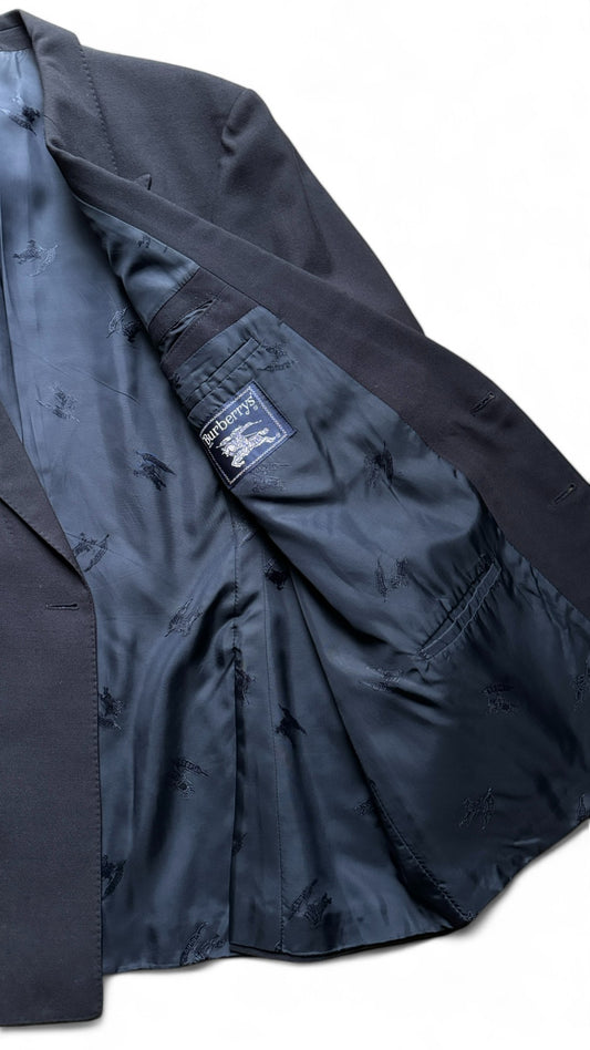Vintage Burberry Blazer 80s Leineweber Reine Schurwolle Mod. "Montreal" Dunkelblau (54) L-XL
