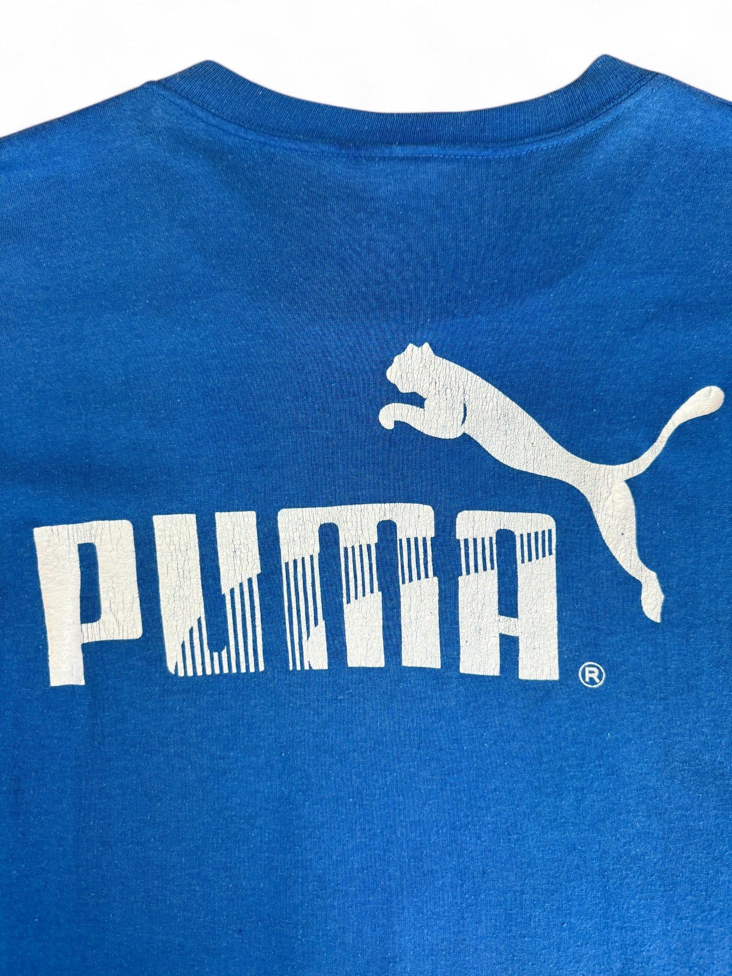 Vintage Cai Cru Shirt 80s X Puma "George Washington Basketball Colonia GWU Single Stitch Made In USA Blau M-L - RareRags