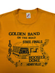 1987 Jerzees Shirt "Golden Band On The Road - State Finals" Single Stitch Sleeve Made In USA Gelb L