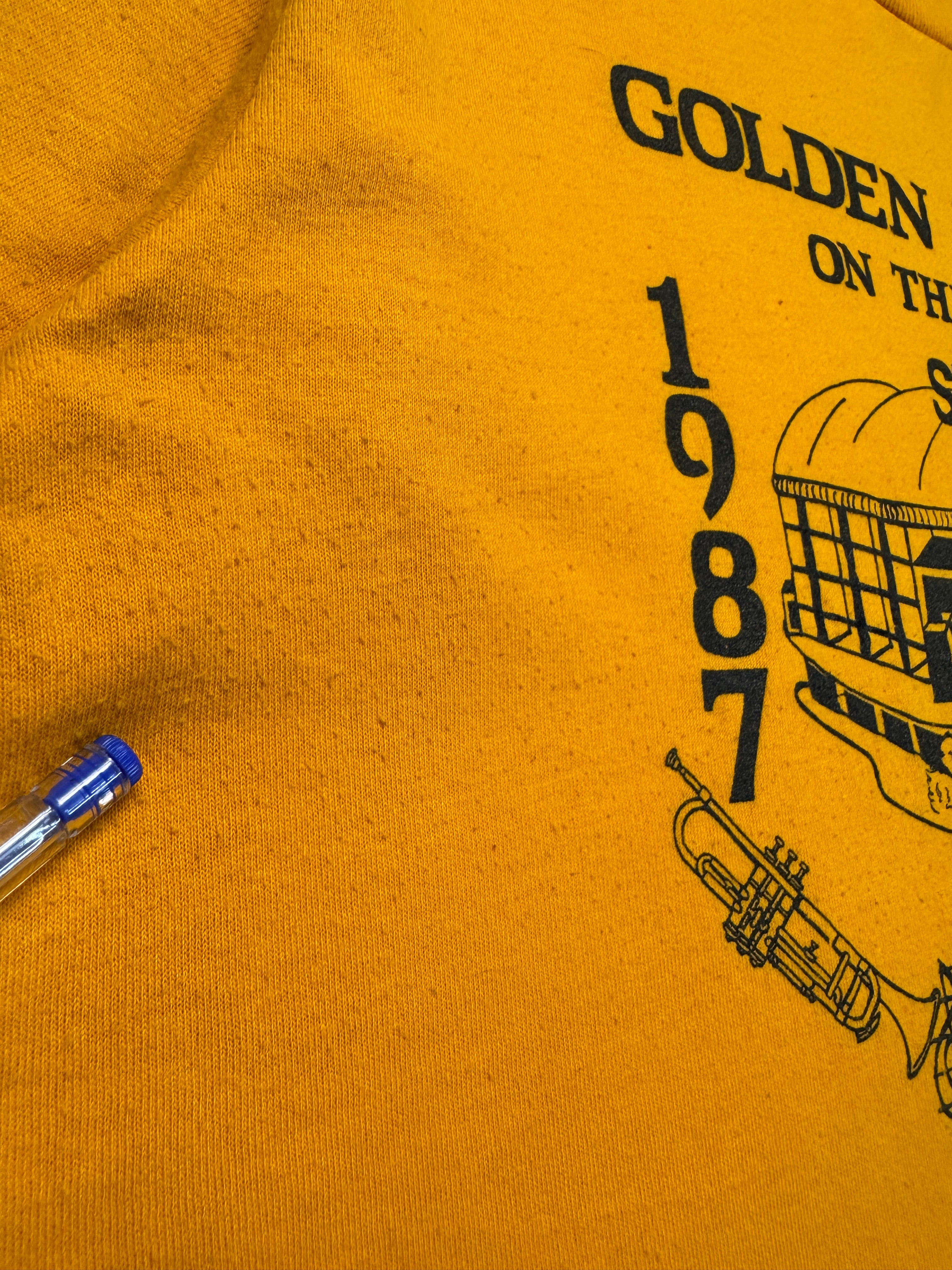1987 Jerzees Shirt "Golden Band On The Road - State Finals" Single Stitch Sleeve Made In USA Gelb L