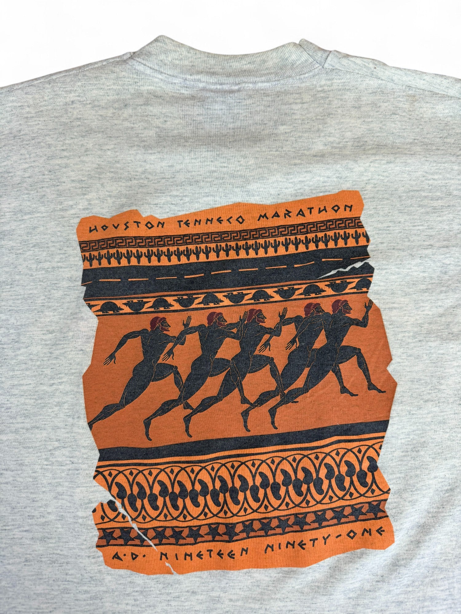 Vintage Screen Stars Shirt 1991 Houston Tenneco Marathon Single Stitch Made In USA Grau L - RareRags