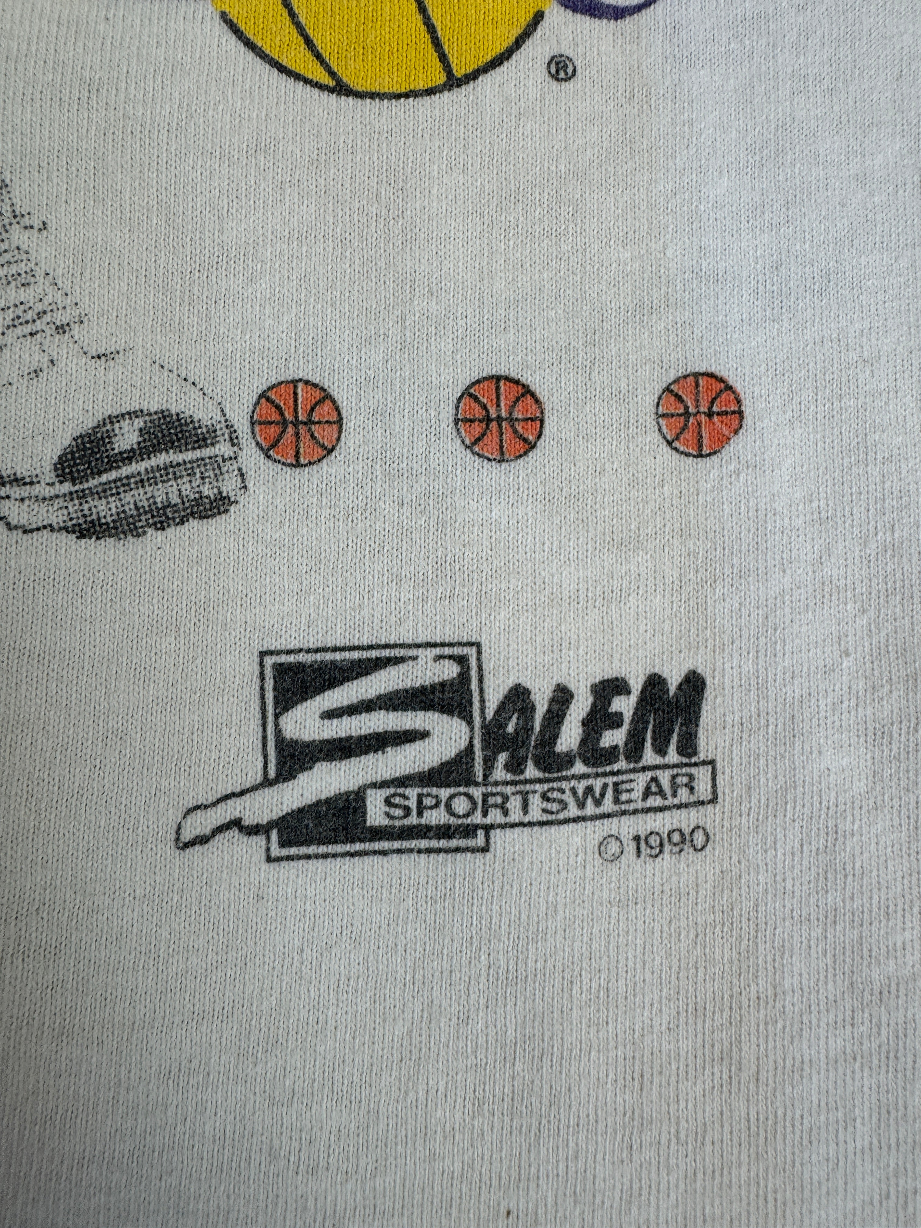 Vintage Salem Sportswear 1990 LA Lakers Magic Johnson NBA Basketbal Made In USA Single Stitch Weiß S