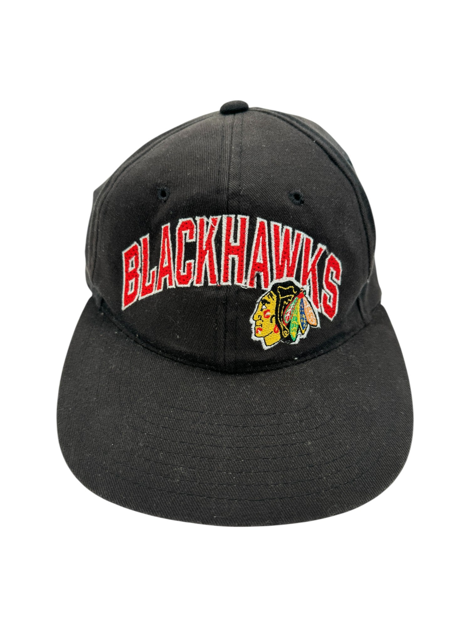 Vintage American Needle Cap 90s Chicago Blackhawks NHL Schwarz One Size