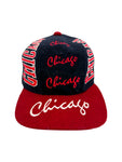 Vintage Cap 65% Wolle Chicago All Over Embroidered Schwarz Rot One Size
