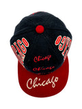 Vintage Cap 65% Wolle Chicago All Over Embroidered Schwarz Rot One Size