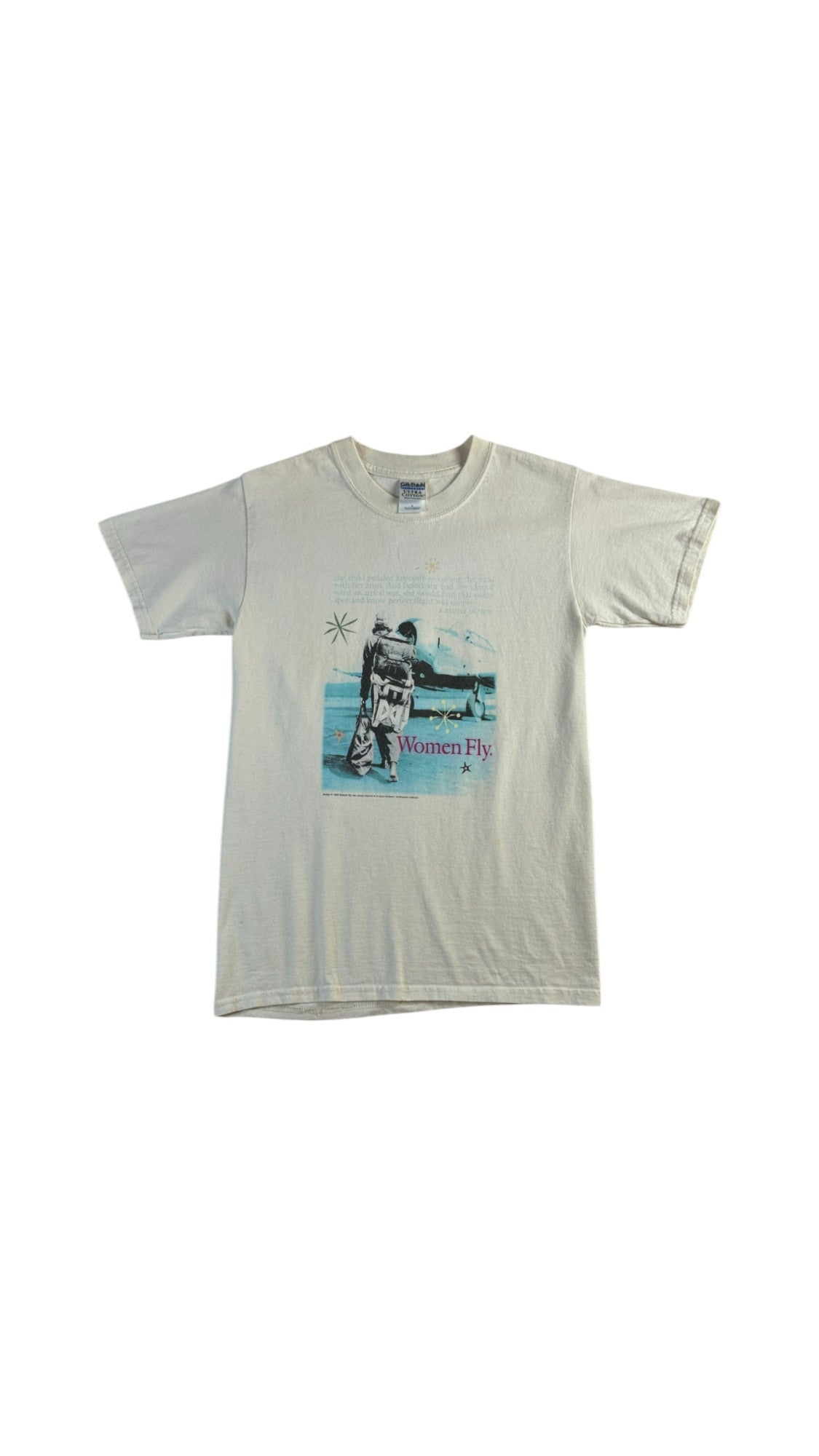Vintage Gildan T-Shirt 2000 Women Fly Weiß S - RareRags
