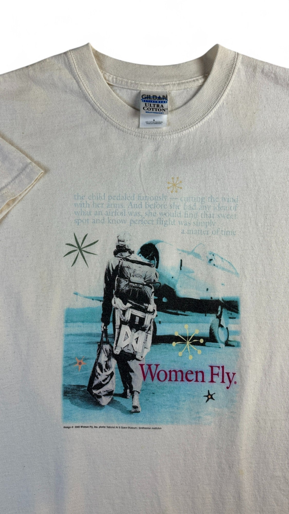 Vintage Gildan T-Shirt 2000 Women Fly Weiß S - RareRags