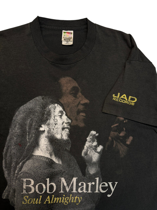 90s Fruit Of The Loom Shirt Bob Marley "Soul Almighty" Jad Records Made In USA Single Stitch Schwarz XXL
