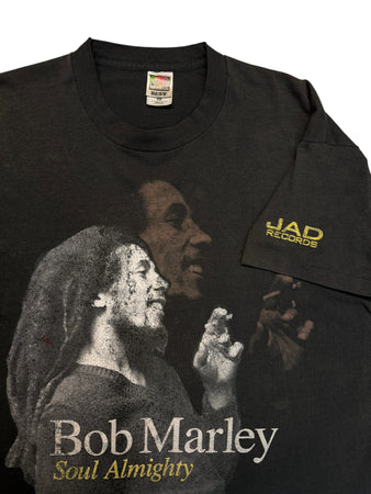 90s Fruit Of The Loom Shirt Bob Marley "Soul Almighty" Jad Records Made In USA Single Stitch Schwarz XXL
