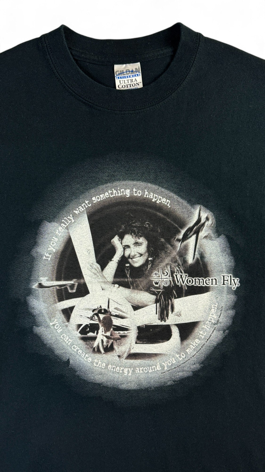 Gildan T-Shirt 2001 "Women Fly Airshow Routine" Flugmanöver Schwarz S - RareRags