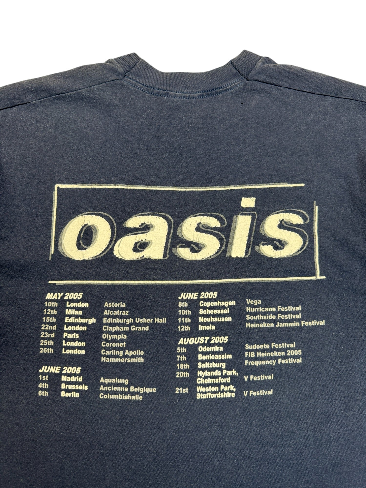 2005 Screen Stars Tourshirt Oasis Europe Single Stitch Made In Ireland Dunkelblau M-L