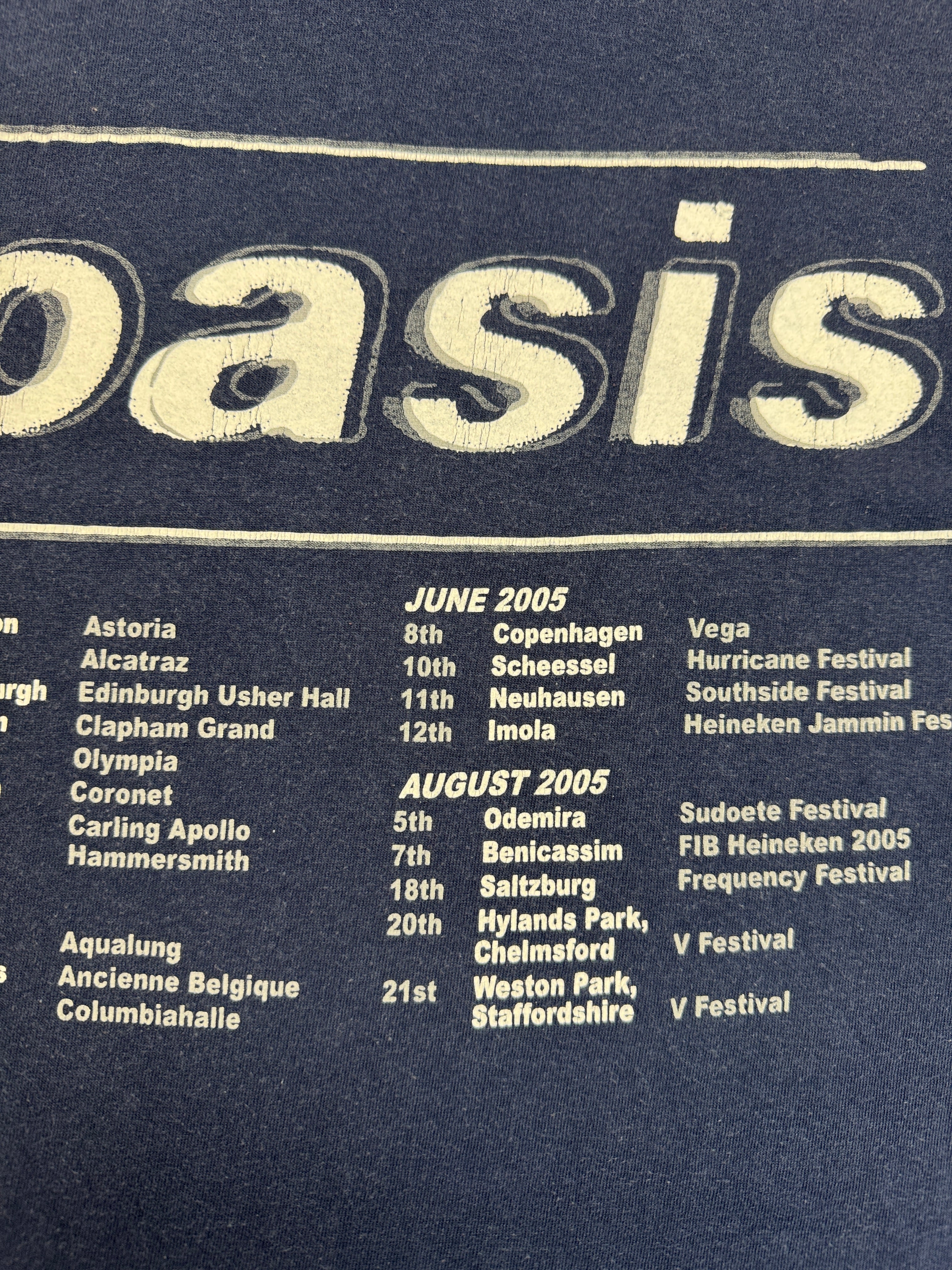2005 Screen Stars Tourshirt Oasis Europe Single Stitch Made In Ireland Dunkelblau M-L
