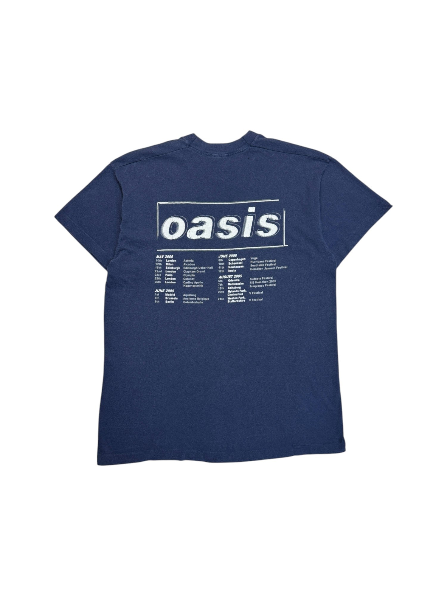 2005 Screen Stars Tourshirt Oasis Europe Single Stitch Made In Ireland Dunkelblau M-L