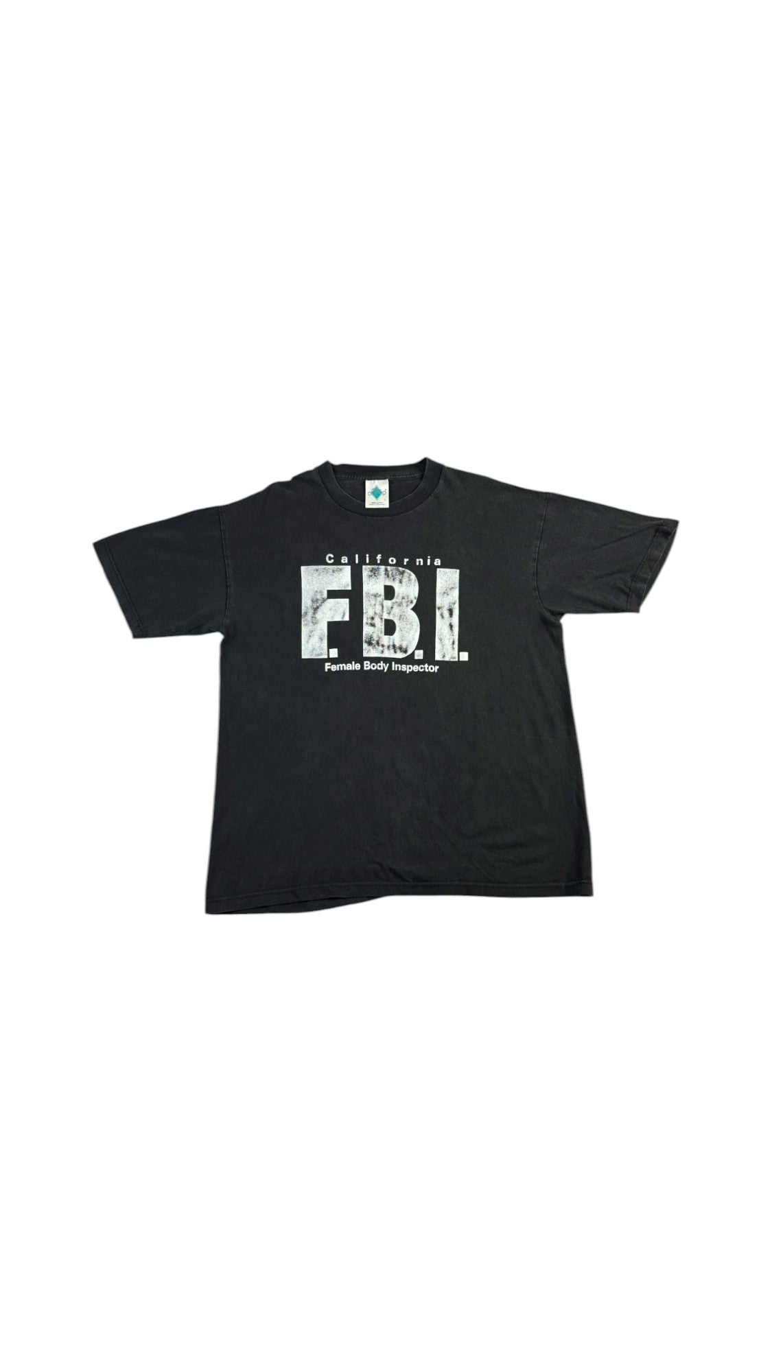 Vintage Tour Champ T-Shirt 90s "FBI Female Body Inspector" Made in El Salvador Schwarz L - RareRags