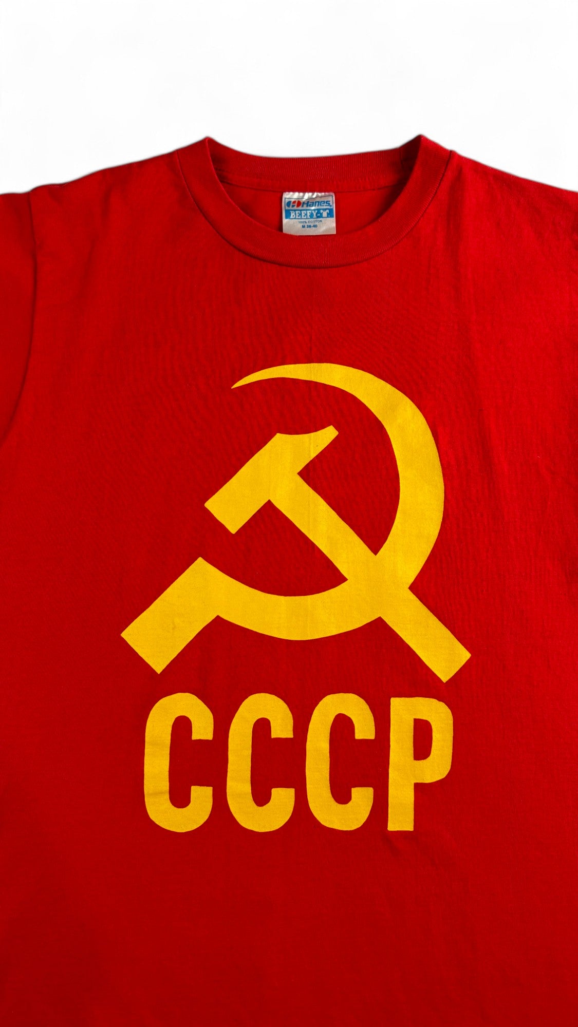 Vintage Hanes Shirt 90s CCCP Hammer und Sichel Single Stitch Rot M - RareRags