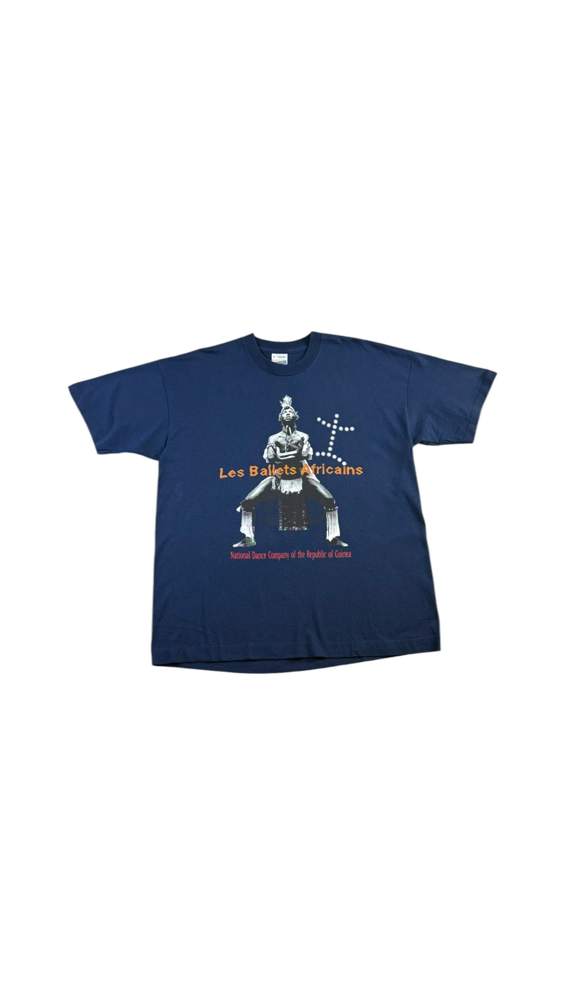 Vintage Screen Stars T-Shirt 90s "Les Ballets Africains National Dance Company Guinea" Single Stitch Blau XL - RareRags