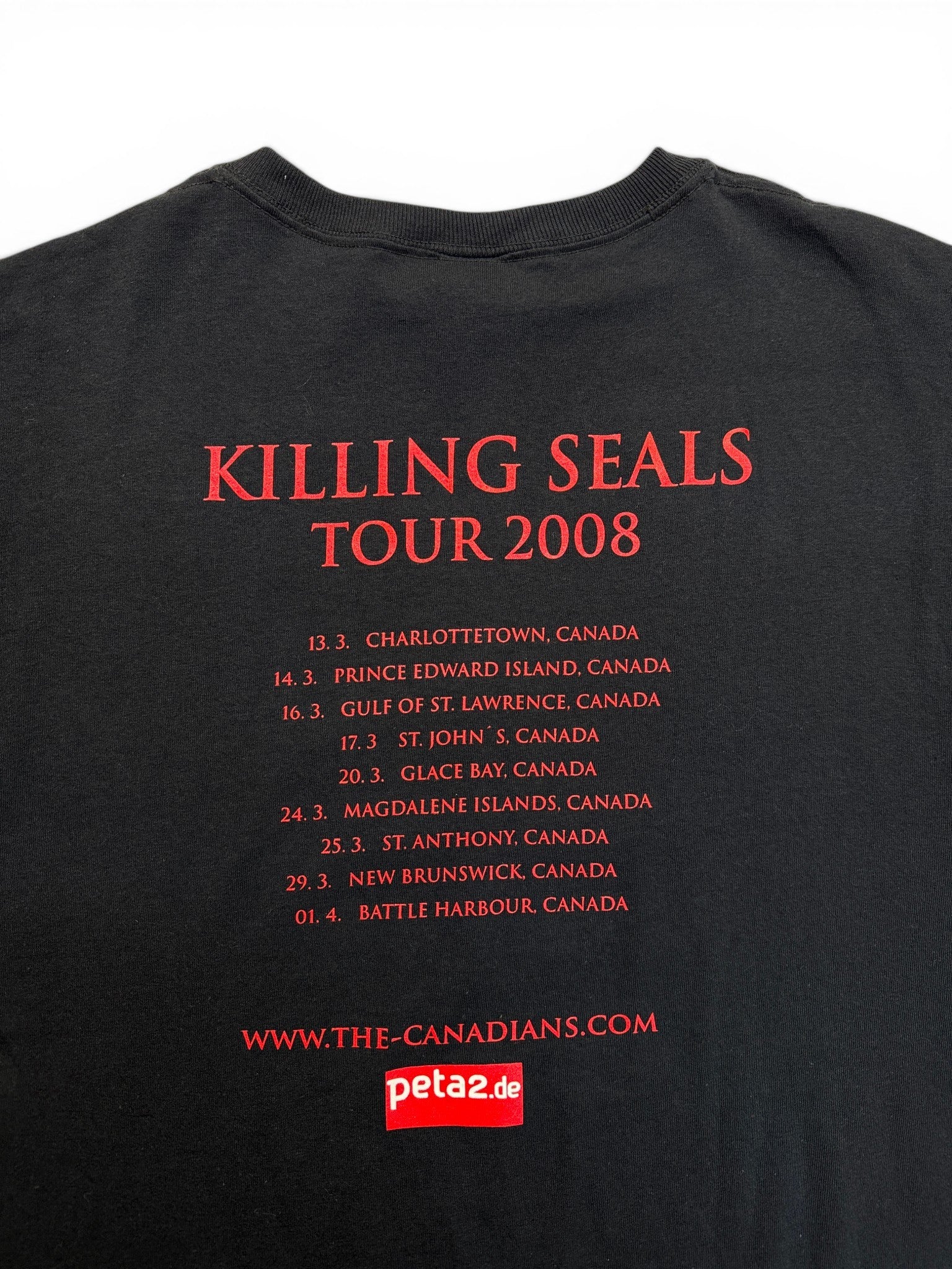 2008 Fruit Of The Loom Shirt The Canadians "Killing Seals" Tour Schwarz M