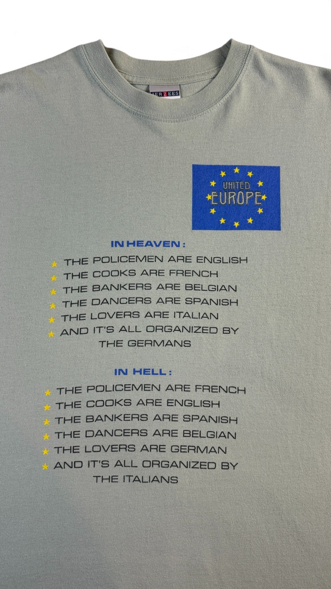 Jerzees Shirt 00s "United Europe Hell and Heaven" Grau S - RareRags