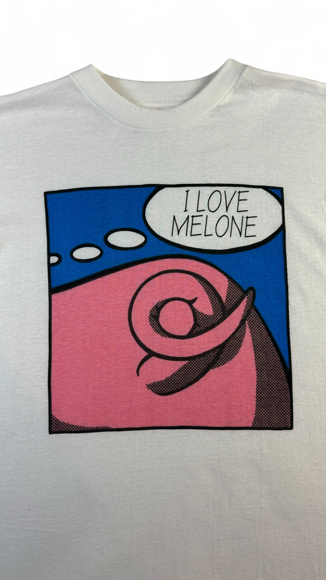 Sunrise T-Shirt 90s "I Love Melone" Comic Print Weiß Single Stitch XL - RareRags