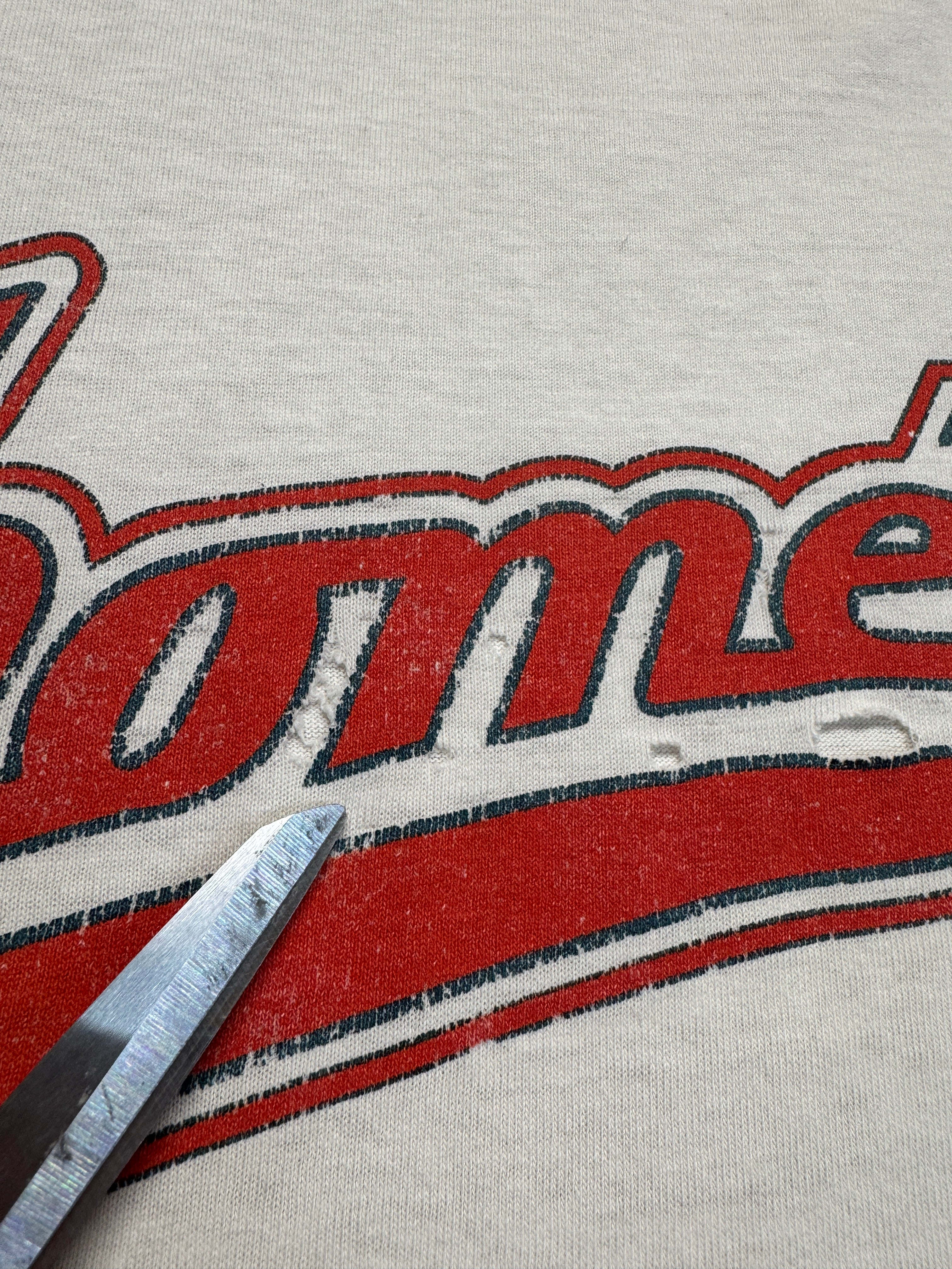 90s Mitchell & Ness Shirt MTV Rock N Jock "Homeboys" Made In USA Single Stitch Trashed Weiß L-XL