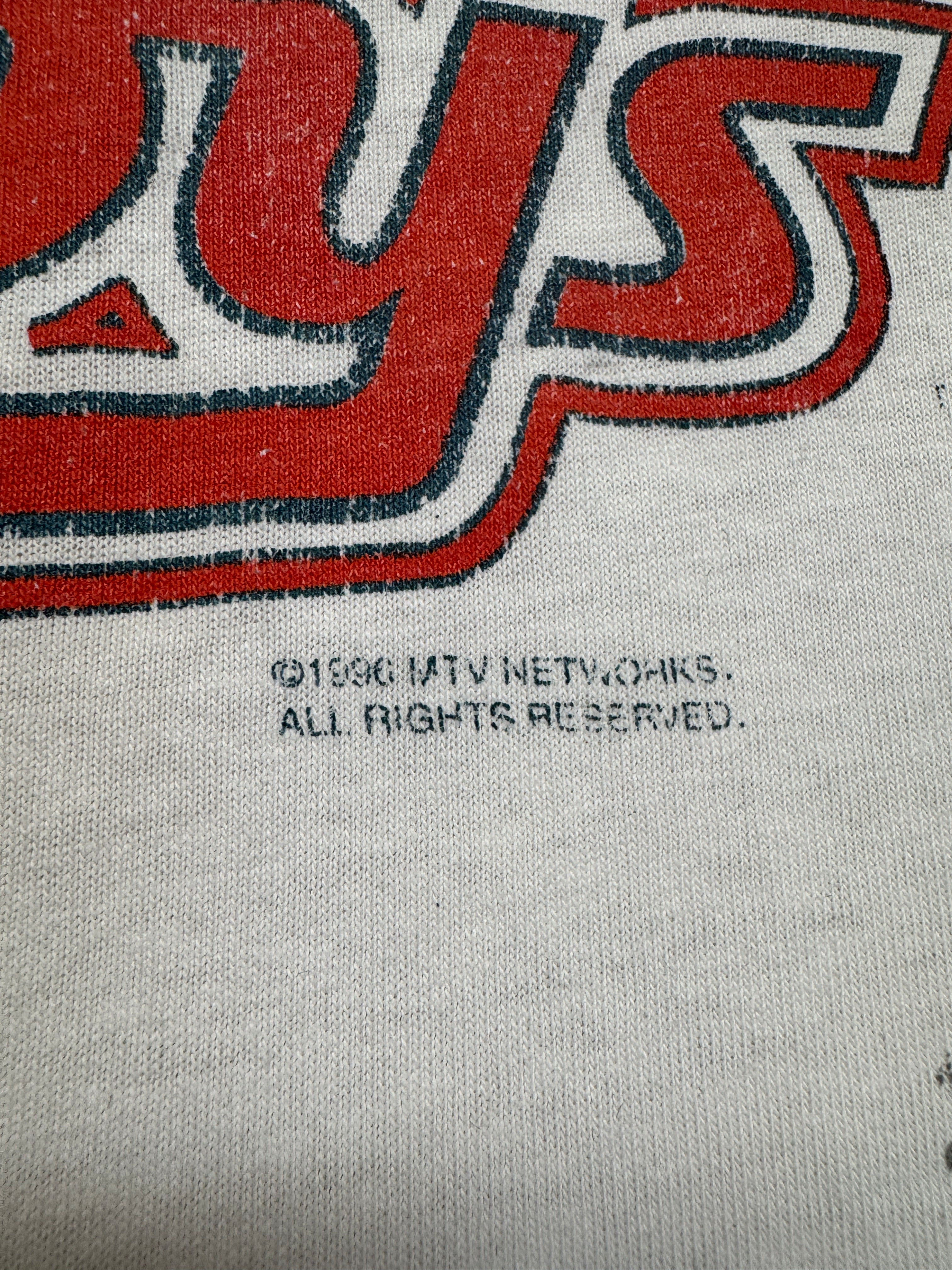 90s Mitchell & Ness Shirt MTV Rock N Jock "Homeboys" Made In USA Single Stitch Trashed Weiß L-XL