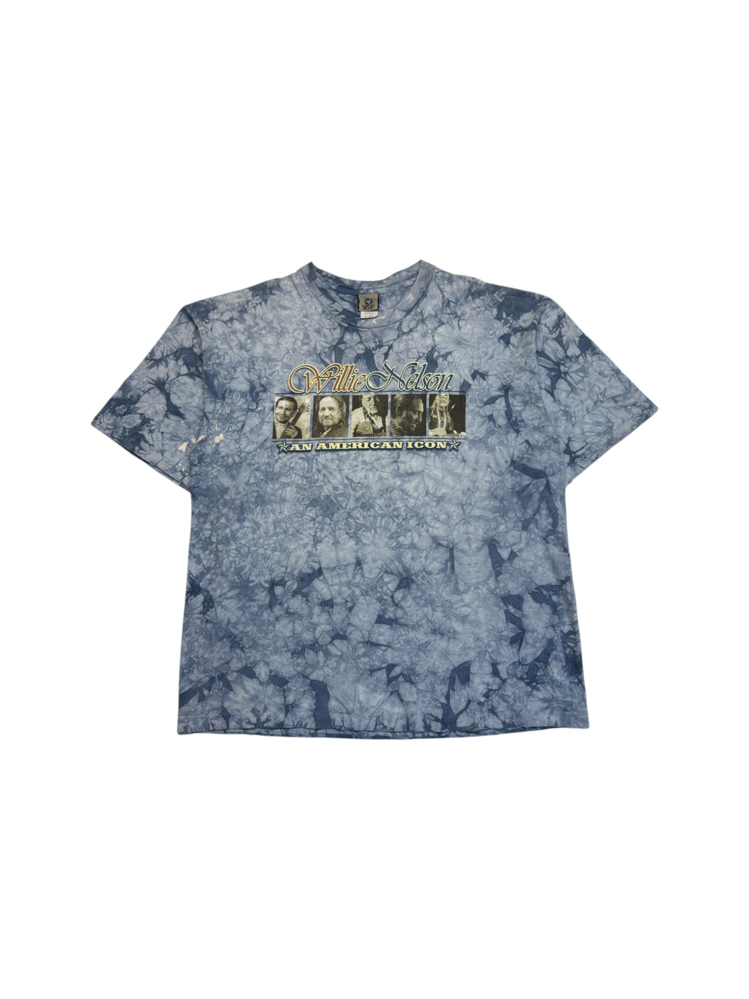 90s Liquid Blue Shirt Willie Nelson "An American Icon" Tie Dye Single Stitch Made In USA Blau XXL