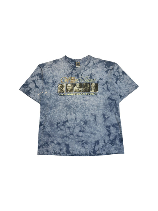 90s Liquid Blue Shirt Willie Nelson "An American Icon" Tie Dye Single Stitch Made In USA Blau XXL