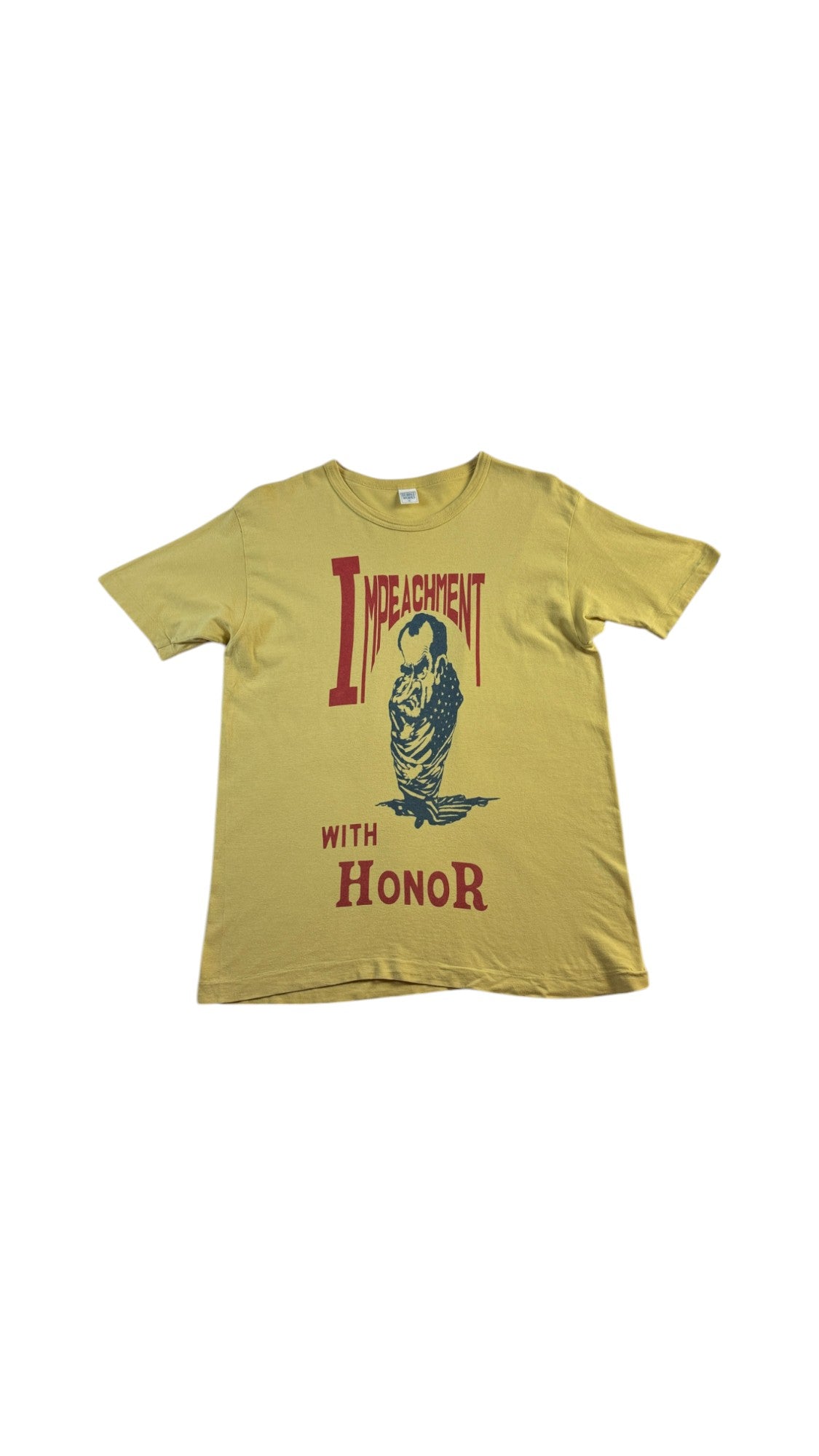 Vintage Dubble Works T-Shirt 90s Japanese Repro Nixon "Impeachment with Honor" Single Stitch Gelb S - RareRags
