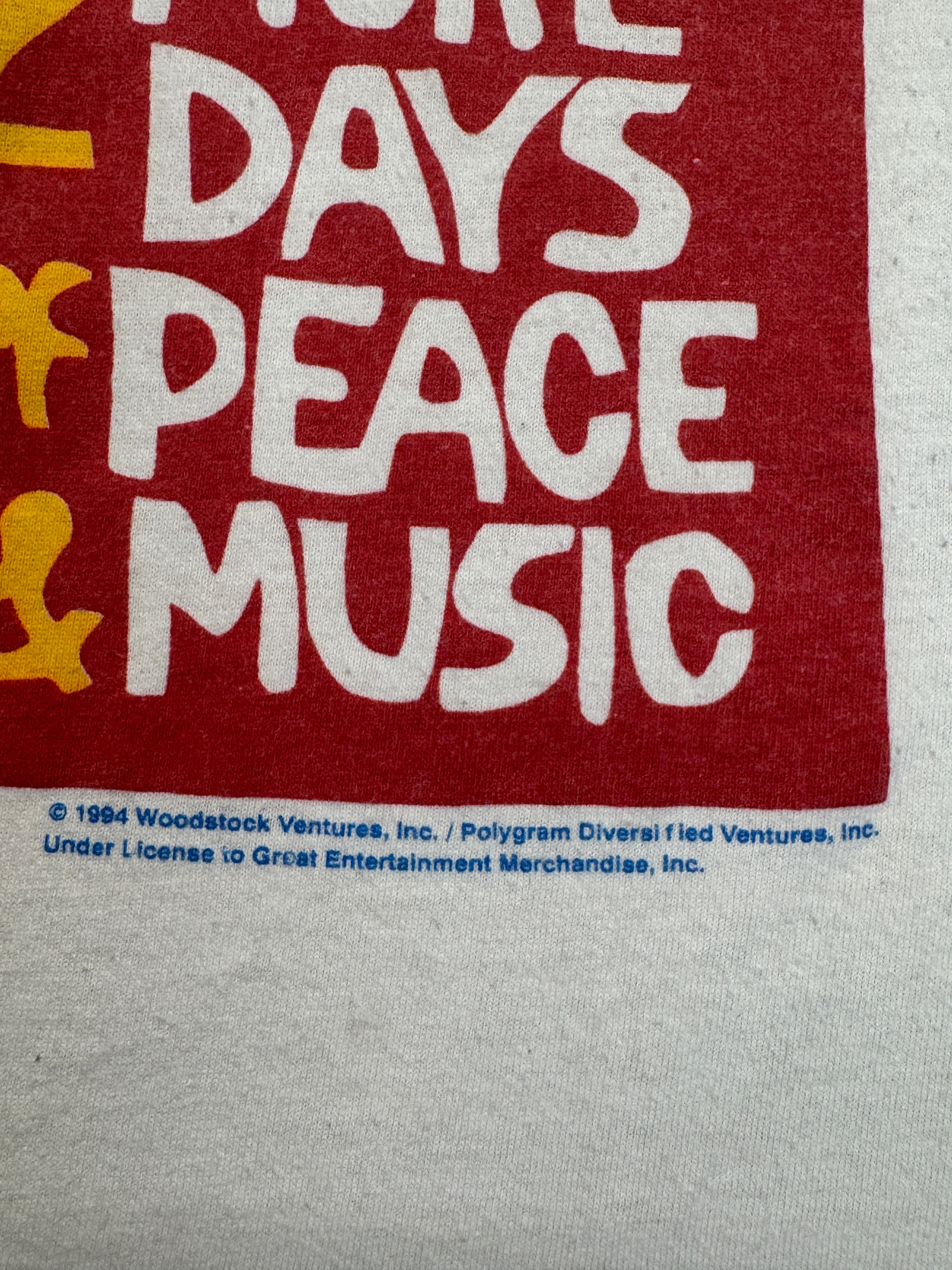 1994 GEM Shirt Woodstock Single Stitch Sleeve Made In USA Weiß XL