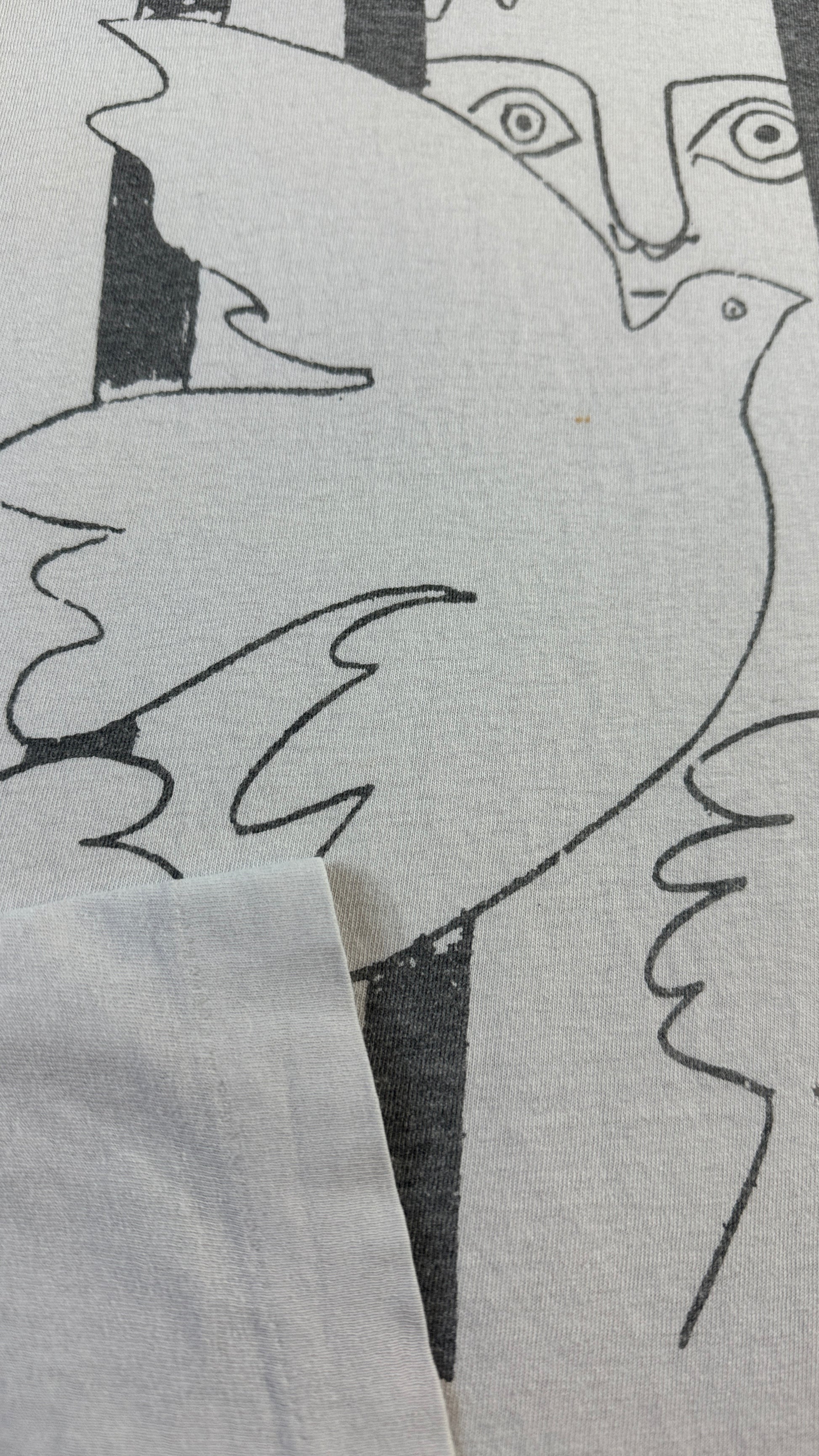 Vintage Amnesty International T-Shirt 80s Picasso Motiv Grau Single Stitch XL-XXL - RareRags