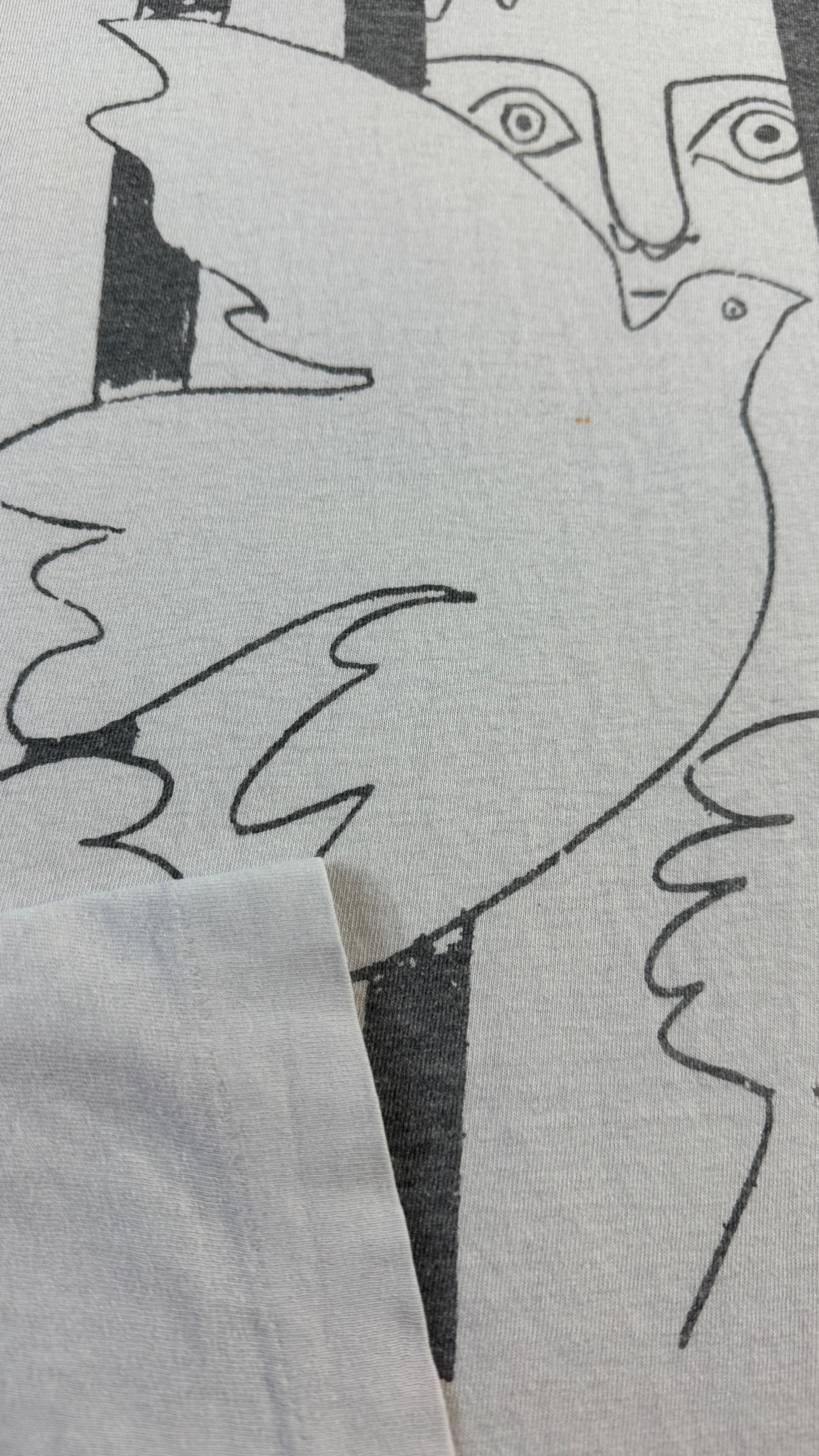 Vintage Amnesty International T-Shirt 80s Picasso Motiv Grau Single Stitch XL-XXL - RareRags